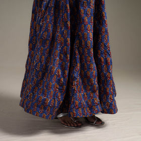 Bagru Hand Block Print 24 Kali Patchwork Natural Dyed Cotton Long Skirt 32