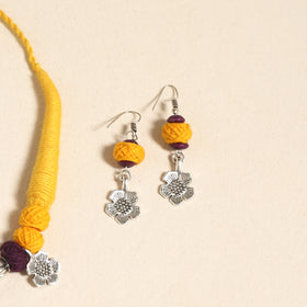 Navratri Special! Yellow German Silver Thread Beads Necklace Set