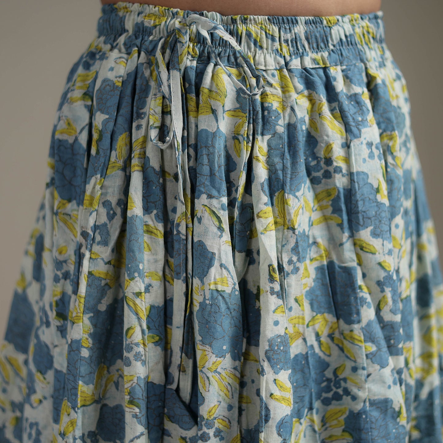 Bagru Hand Block Print 24 Kali Patchwork Natural Dyed Cotton Long Skirt 31