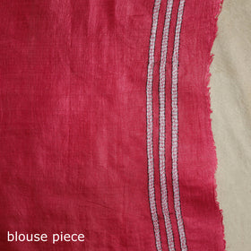 Red - bengal hand embroidery tussar silk handloom kantha