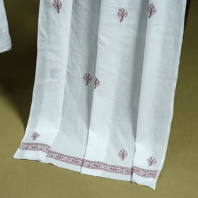 Lucknowi Hand Embroidered Chikankari Mul Cotton 2pc Unstitched Dress Material 16