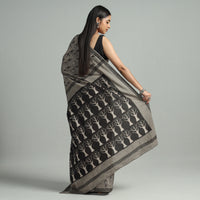 Grey - Bindaas Art Block Printed Natural Dyed Cotton Saree 28