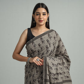 Buy Bindaas Art Block Printed Natural Dyed Cotton Saree 28 Online at iTokri.Com