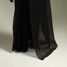 Black - Nazaakat Kota Doria Cotton Plain Saree with Blouse & Jewellery Set 41