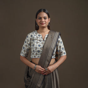 Ajrakh Hand Block Print Natural Dyed Cotton Readymade Blouse with Lace Work 01
