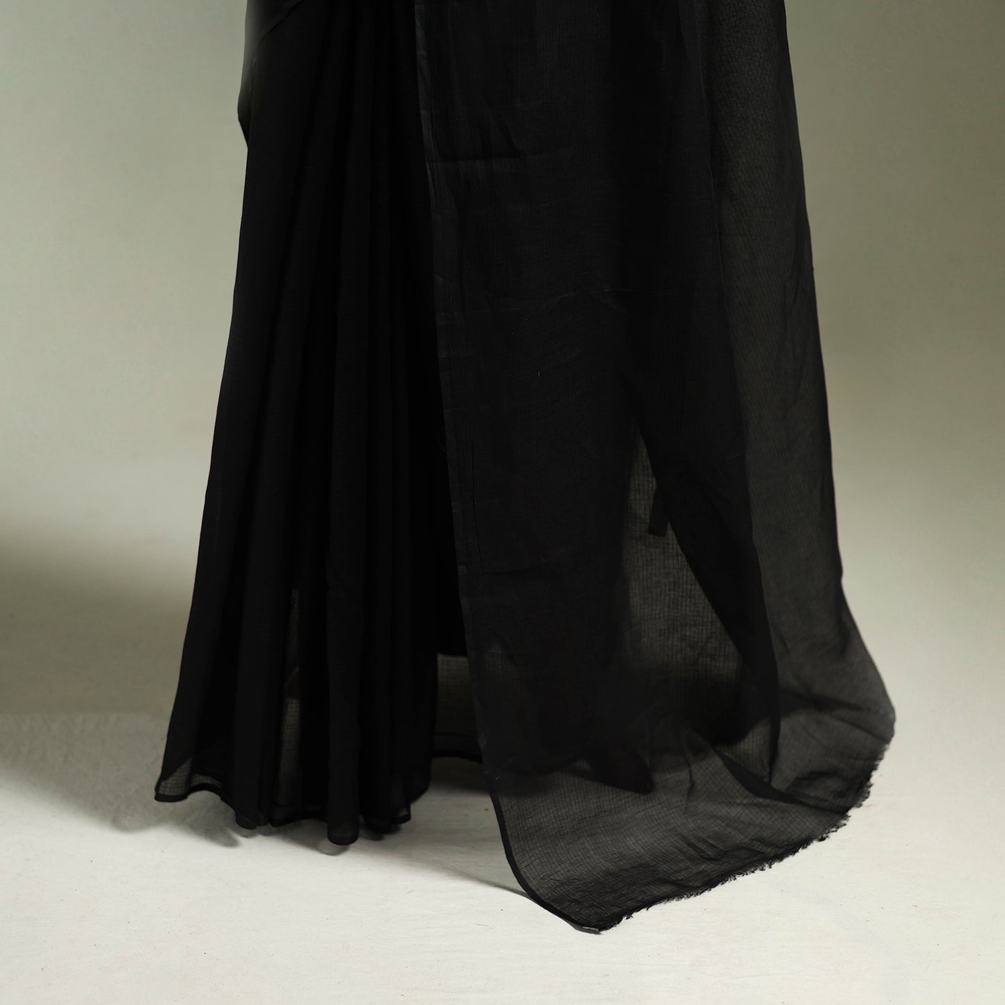 Black - Nazaakat Kota Doria Cotton Plain Saree with Blouse & Jewellery Set 42