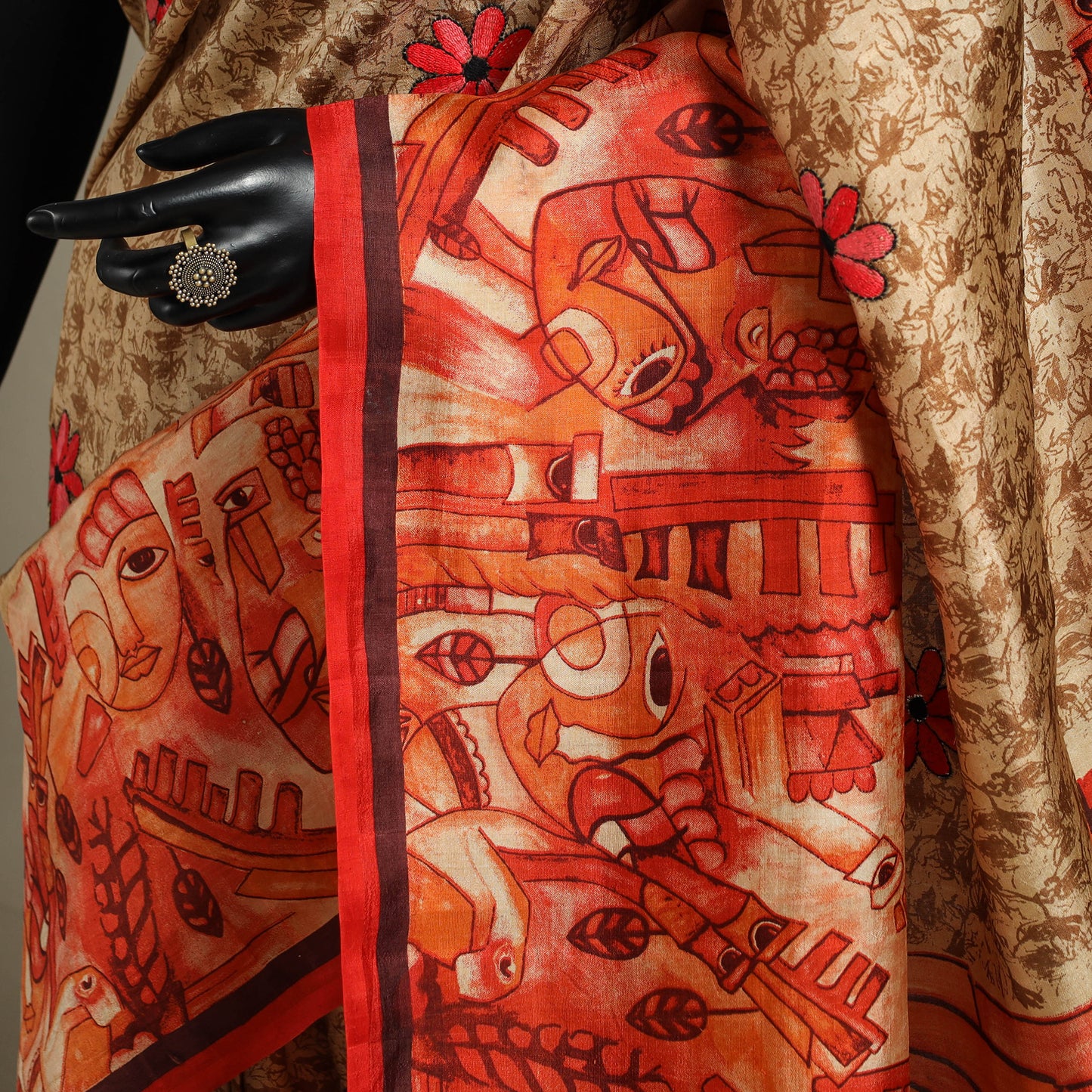 Multicolor - handpainted bishnupuri silk bengal kantha