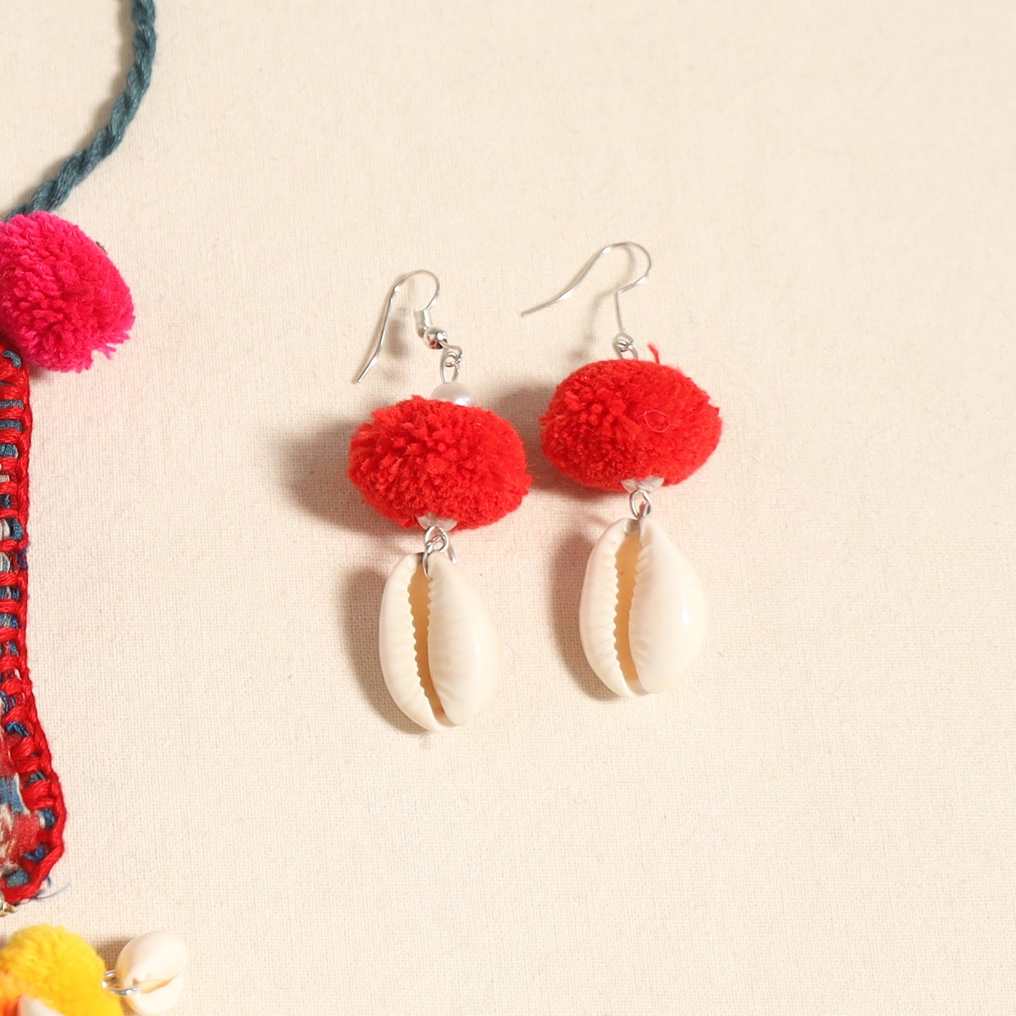 Navratri Special! Red Shell Work Fabart Necklace Set