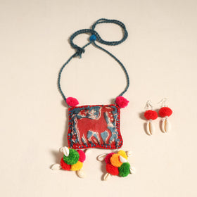 Navratri Special! Red Shell Work Fabart Necklace Set