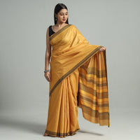 Yellow - Traditional Vidarbha Tussar Silk Cotton Handloom Saree with Woven Border 30