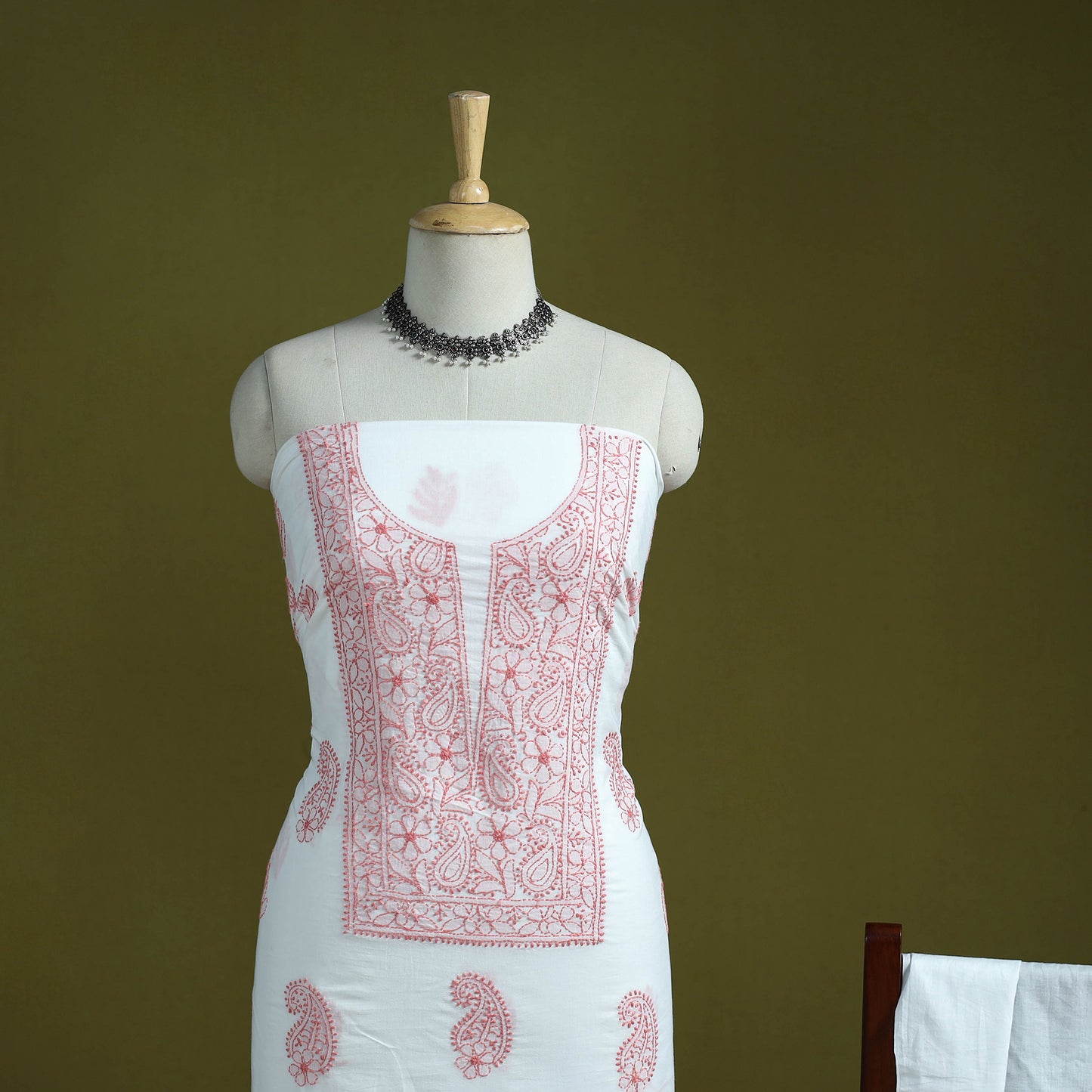 Lucknowi Hand Embroidered Chikankari Mul Cotton 2pc Unstitched Dress Material 18