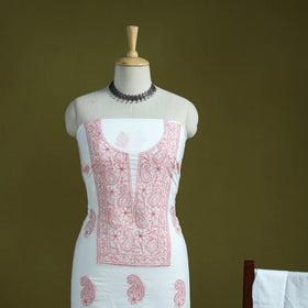 Lucknowi Hand Embroidered Chikankari Mul Cotton 2pc Unstitched Dress Material 18