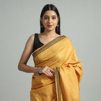 Yellow - Traditional Vidarbha Tussar Silk Cotton Handloom Saree with Woven Border 30