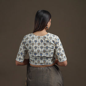 Ajrakh Hand Block Print Natural Dyed Cotton Readymade Blouse with Lace Work 01
