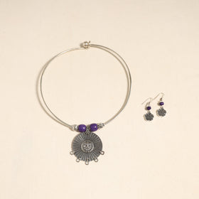 White - navratri special! German silver wooden beads hasli