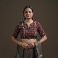 Ajrakh Hand Block Print Natural Dyed Cotton Readymade Blouse with Lace Work 02