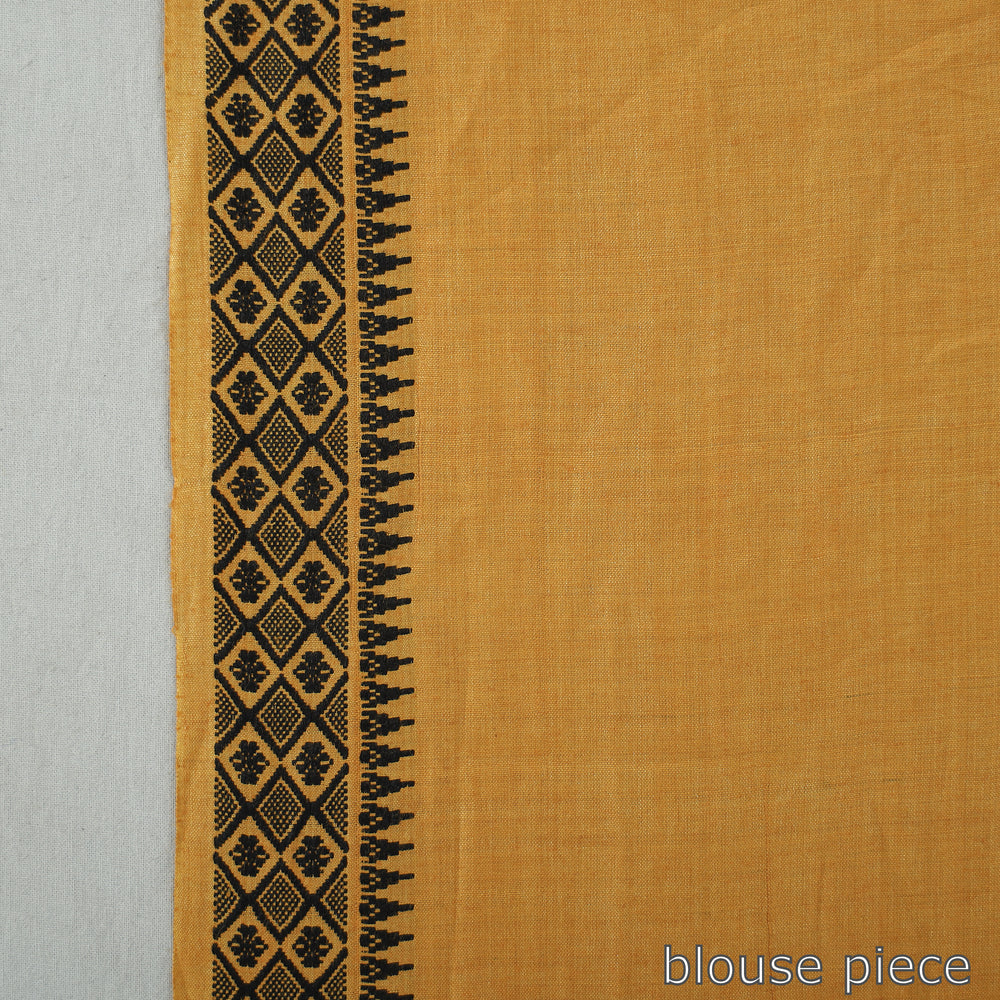 Yellow - Traditional Vidarbha Tussar Silk Cotton Handloom Saree with Woven Border 30