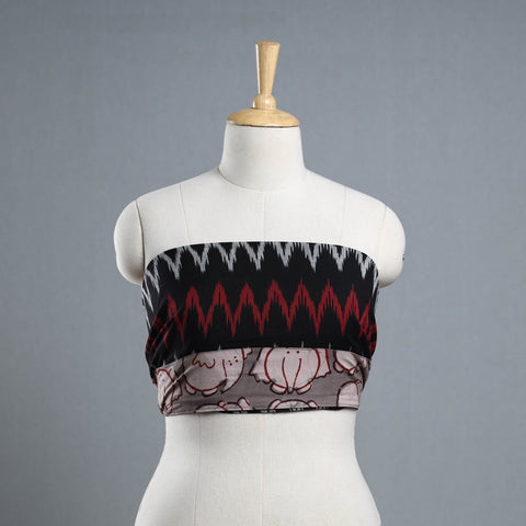 Black - Cotton Pochampally Ikat Blouse Piece 03