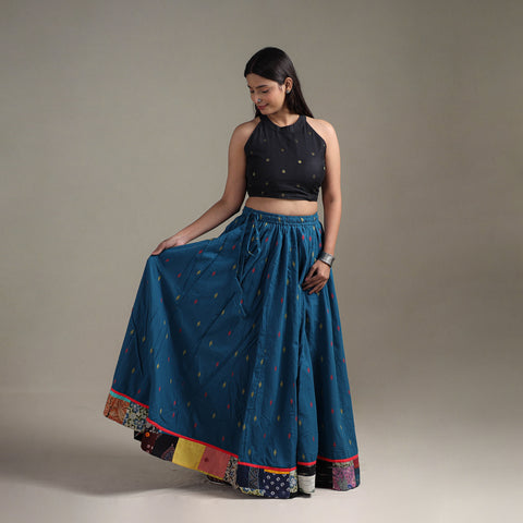 Blue - Jacquard 24 Kali Patchwork Cotton Long Skirt 05