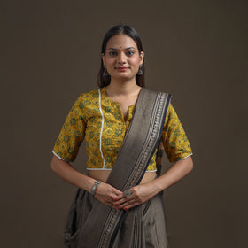Ajrakh Hand Block Print Natural Dyed Cotton Readymade Blouse with Lace Work 03