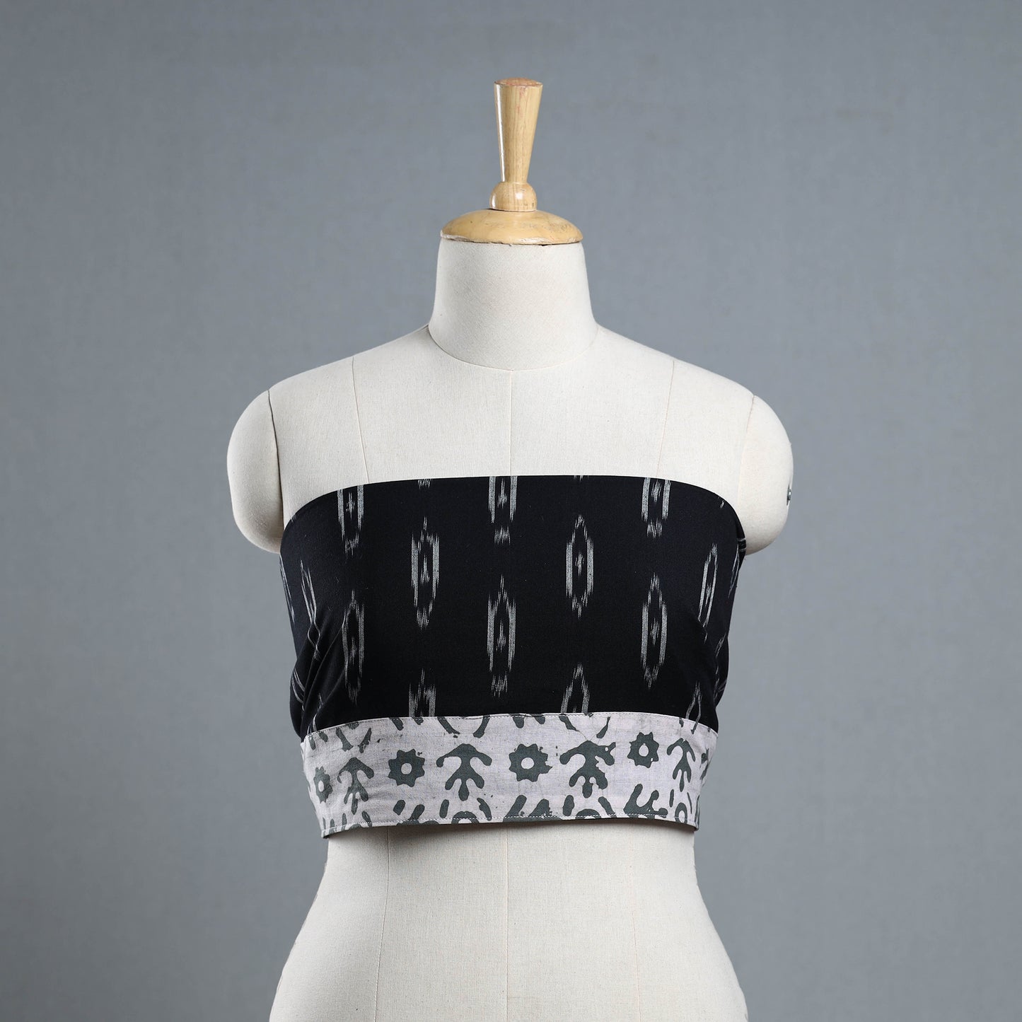 Black - Cotton Pochampally Ikat Blouse Piece 10