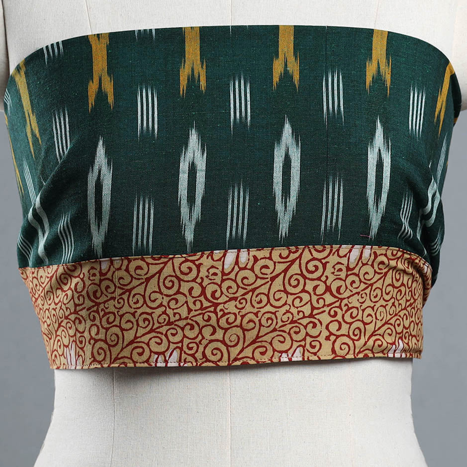 Green - Cotton Pochampally Ikat Blouse Piece 11