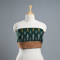 Green - Cotton Pochampally Ikat Blouse Piece 11