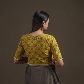 Ajrakh Hand Block Print Natural Dyed Cotton Readymade Blouse with Lace Work 03