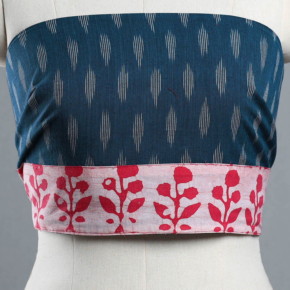 Blue - Cotton Pochampally Ikat Blouse Piece 12