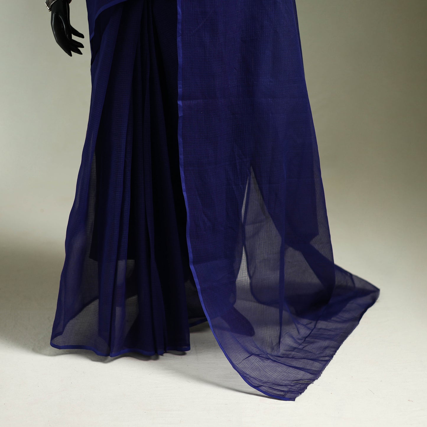 Blue - Nazaakat Kota Doria Cotton Plain Saree with Blouse & Jewellery Set 44