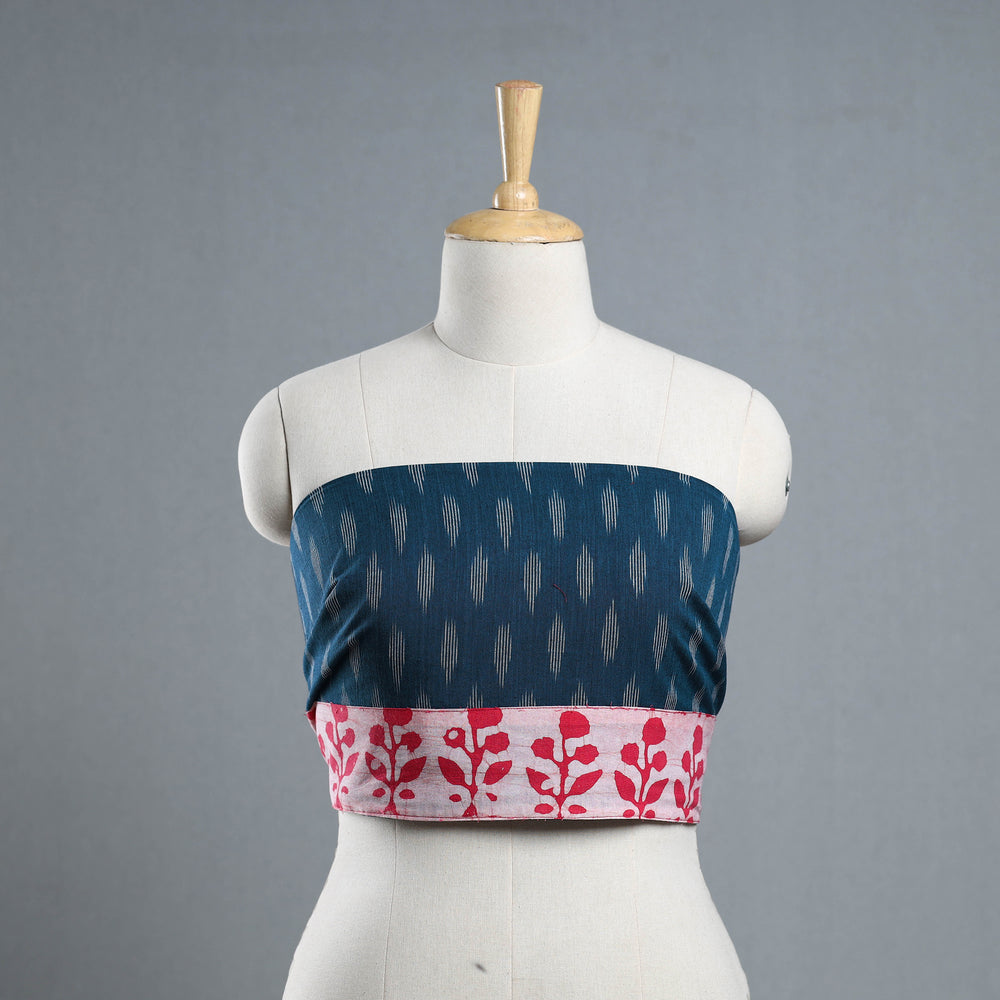 Blue - Cotton Pochampally Ikat Blouse Piece 12