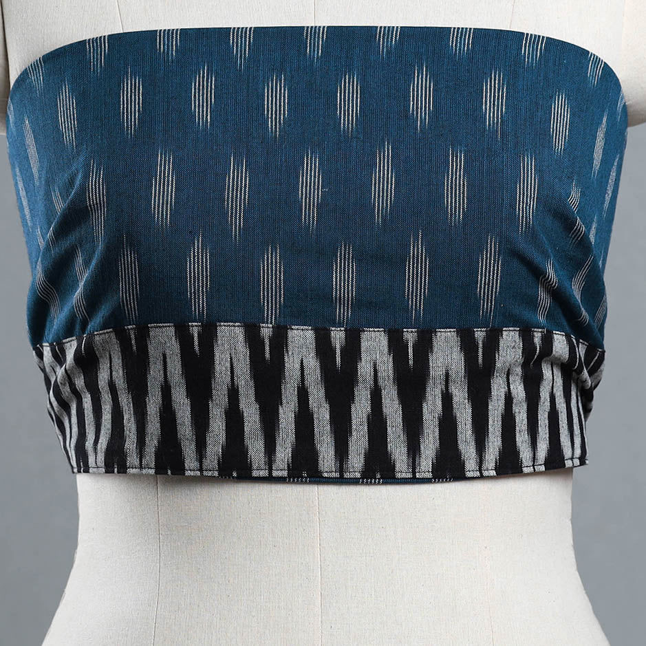 Blue - Cotton Pochampally Ikat Blouse Piece 14