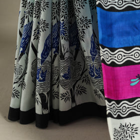 Pink - handpainted bishnupuri silk bengal kantha embroidery