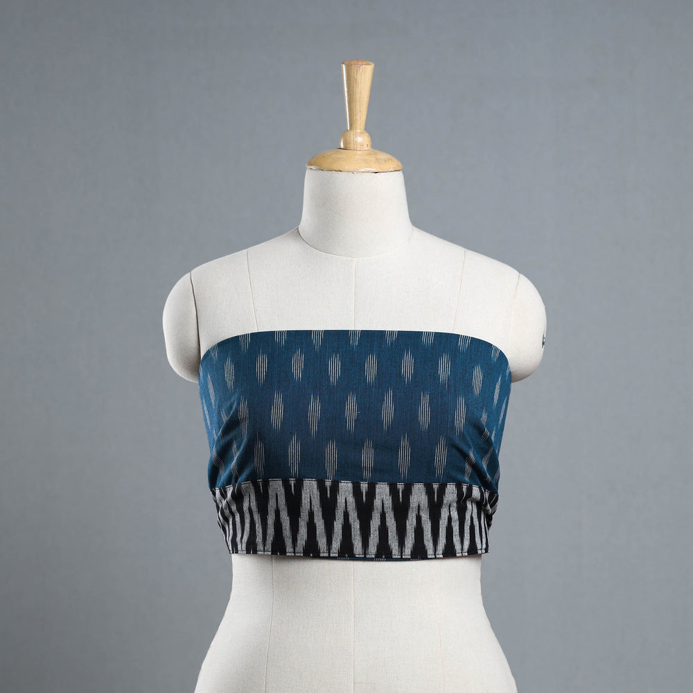 Blue - Cotton Pochampally Ikat Blouse Piece 14