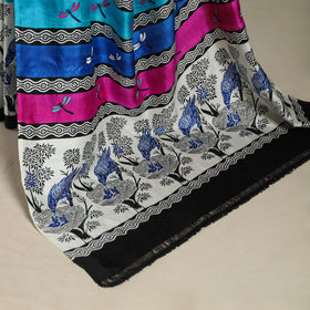 Pink - handpainted bishnupuri silk bengal kantha embroidery