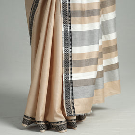 Beige - traditional vidarbha tussar silk cotton handloom