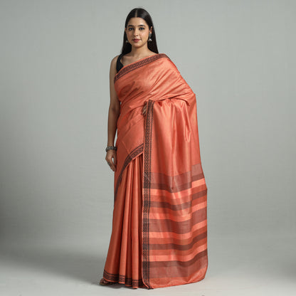 Brown - Traditional Vidarbha Tussar Silk Cotton Handloom Saree with Woven Border 33