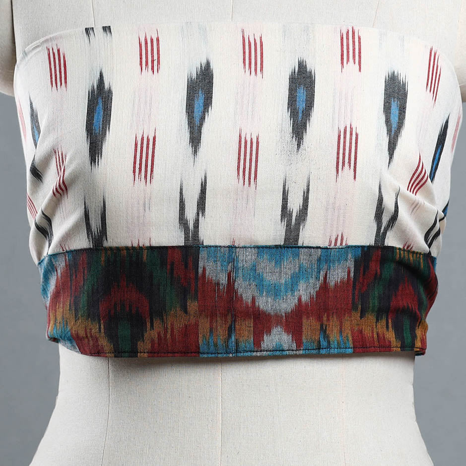 White - Cotton Pochampally Ikat Blouse Piece 20