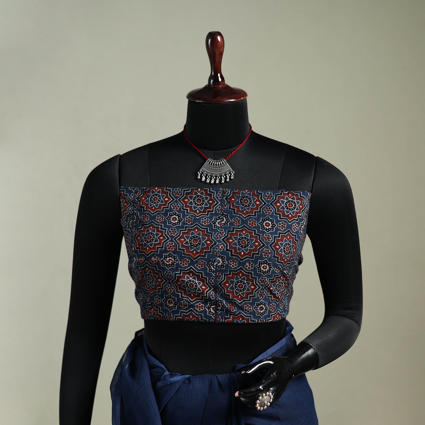 Blue - Nazaakat Kota Doria Cotton Plain Saree with Blouse & Jewellery Set 45