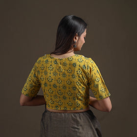 Ajrakh Hand Block Print Natural Dyed Cotton Readymade Blouse with Lace Work 08