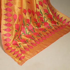 Orange - bengal hand embroidery banarasi silk handloom