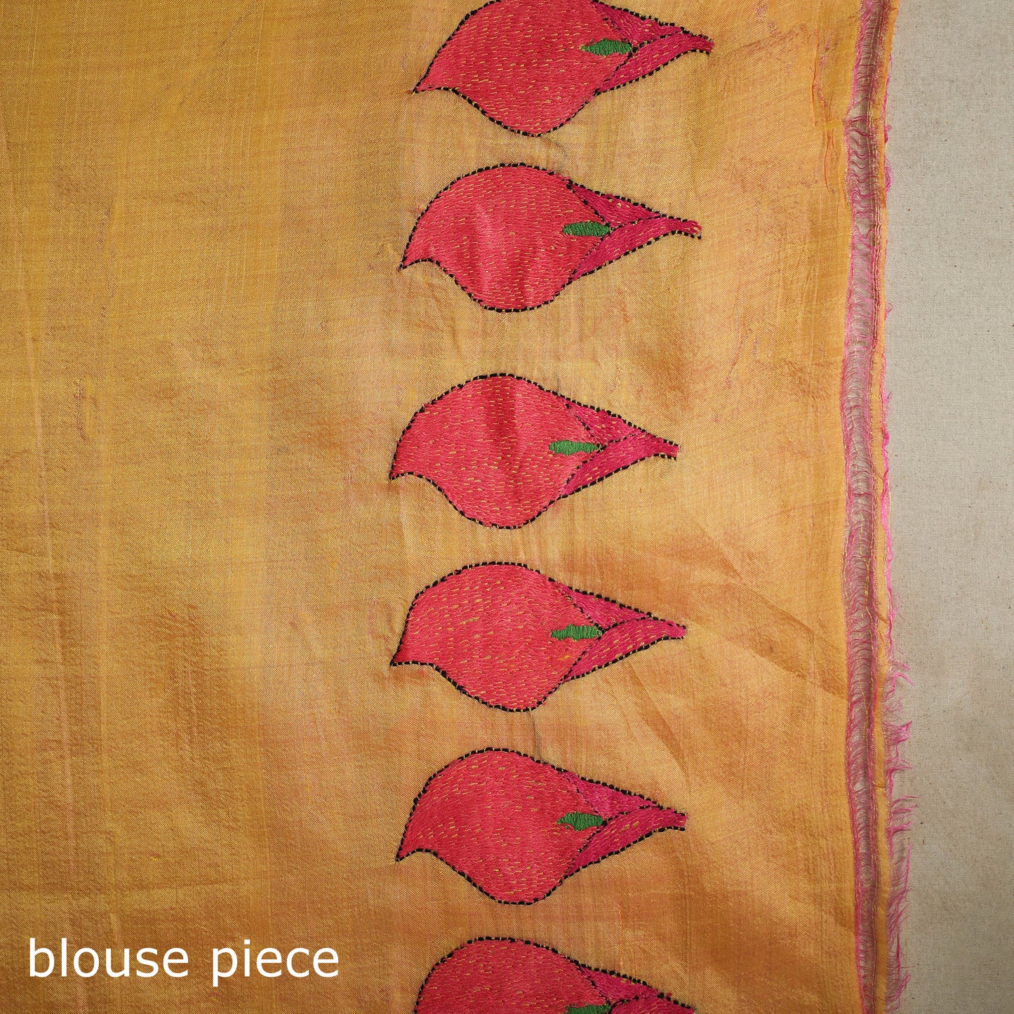 Orange - bengal hand embroidery banarasi silk handloom