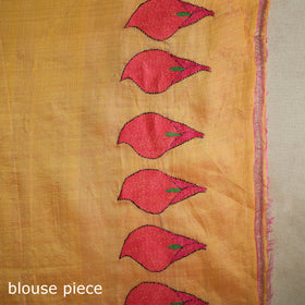 Orange - bengal hand embroidery banarasi silk handloom
