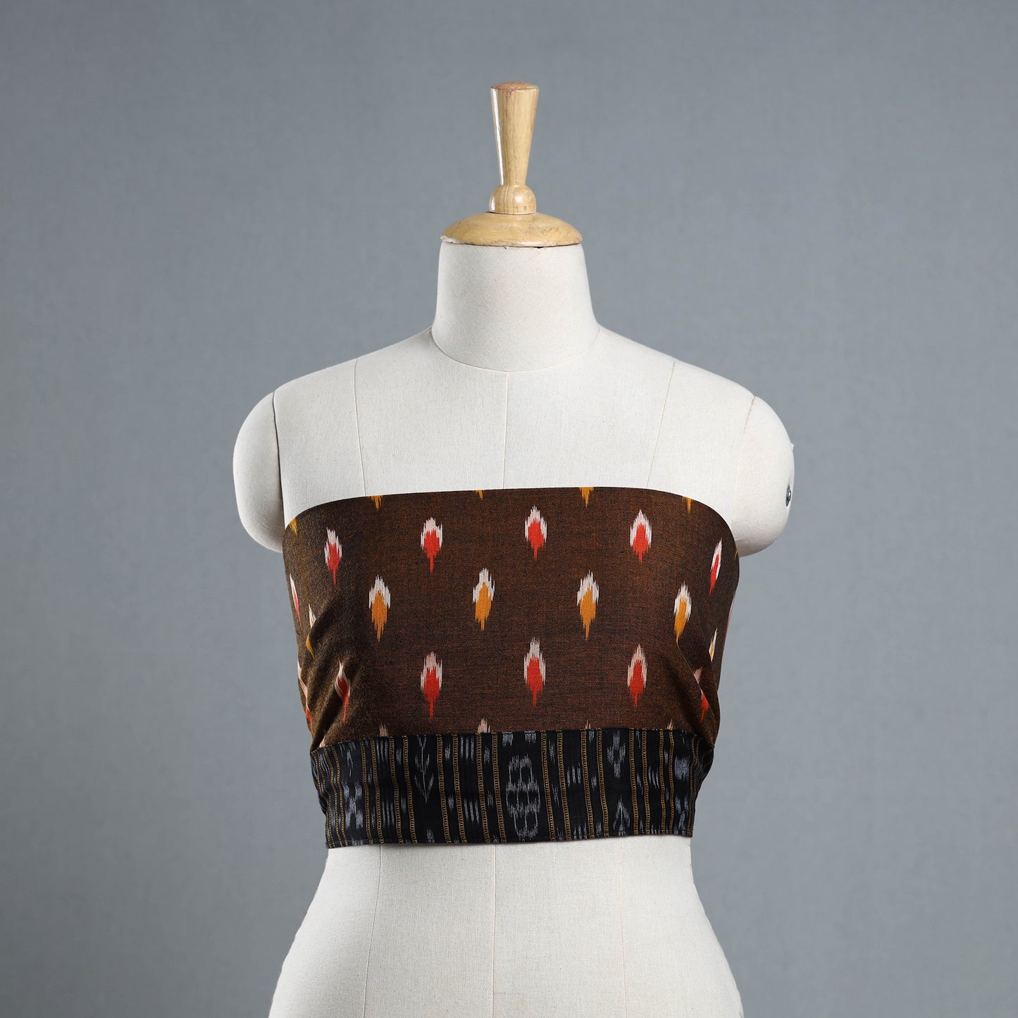 Brown - Cotton Pochampally Ikat Blouse Piece 26