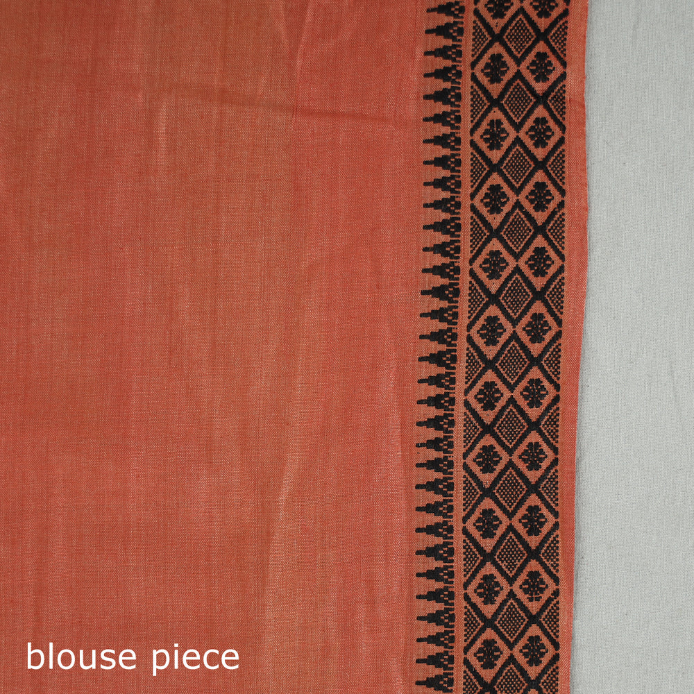 Orange - Traditional Vidarbha Tussar Silk Cotton Handloom Saree with Woven Border 33