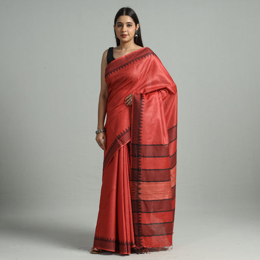 Traditional Vidarbha Tussar Silk Cotton Handloom Saree with Woven Border 34
