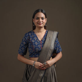 Ajrakh Hand Block Print Natural Dyed Cotton Readymade Blouse 14