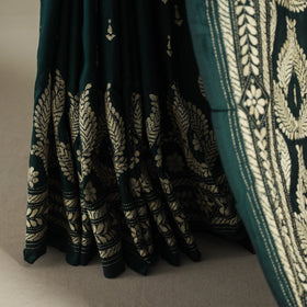 Green - bengal hand embroidery bangalore silk handloom