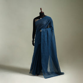 Blue - Nazaakat Kota Doria Cotton Plain Saree with Blouse & Jewellery Set 47