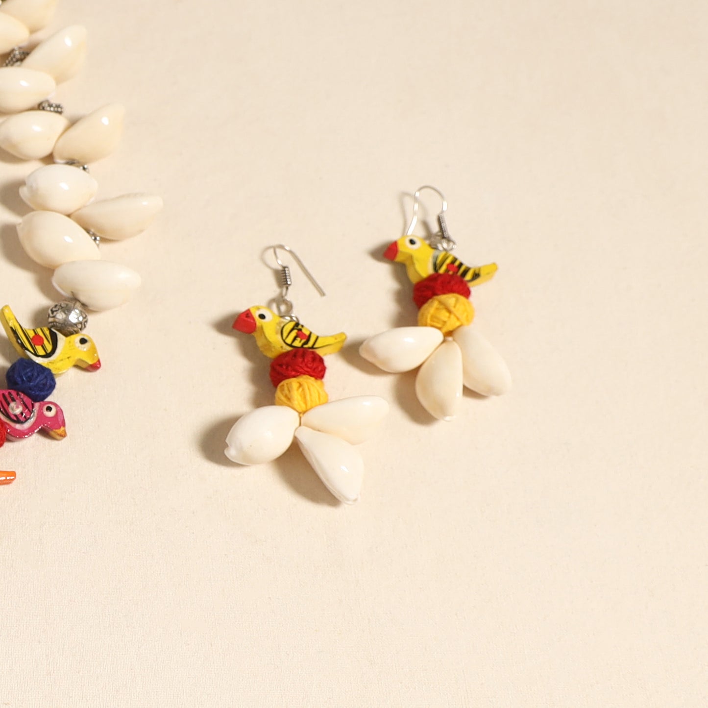 Navratri Special! Multicolor German Silver Shell & Thread Beads Necklace Set